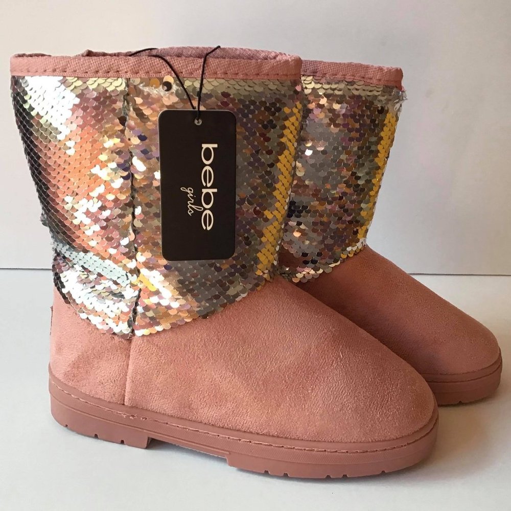 Bebe Girls Microsuede Winter Boots with Sequins